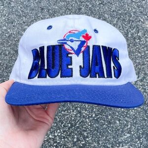 Vintage Toronto Blue Jays Starter Hat 90s Block Spellout Snapback Grey Underbrim